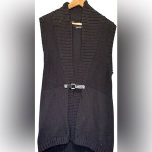 TOMMY HILFIGER WOMENS BLACK LONG OPEN SWEATER VEST SIZE MEDIUM